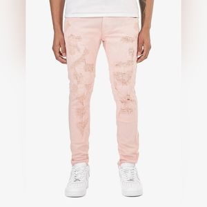 Copper Rivet Salmon Pink Distressed Pants